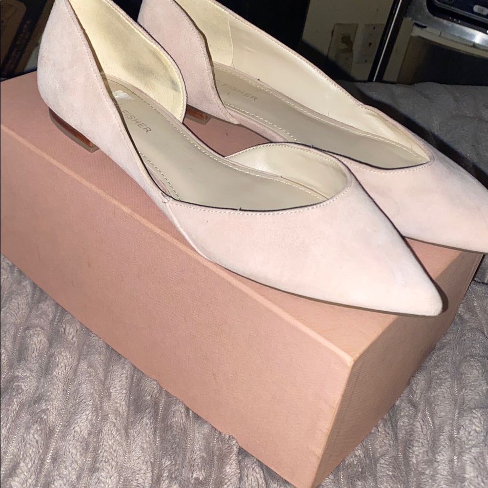 Marc Fisher Blush Pink Suede Pointed Toe Ballet Flats Pastel Spring Summer - Picture 3 of 4